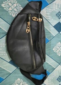 Black Leather Fanny Pack