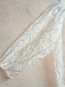 See-through Fashion Lace Blouse White