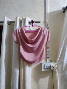 Cute Pink Cowl Neck Top