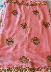 Elegant Pink Embroidered Saree