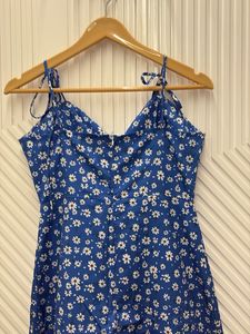 Blue Floral Midi Dress