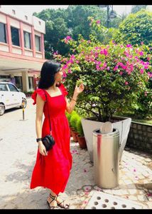 Red Tiered Midi Dress