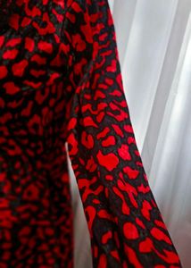 Red Leopard Print Velvet Dress
