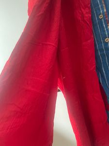 Ethnic Kurta With Cherry Red Pallazo