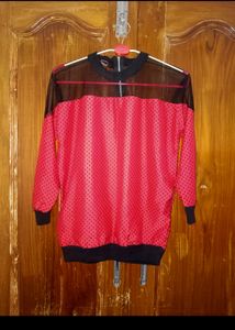 Branded Stylish Net Style Jipper Red Top Fir Girls