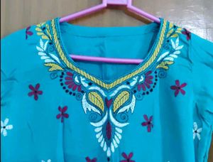 Kantha Work Blue Kurti