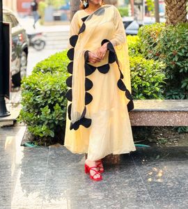 Yellow & Black Dress with Scallop Detail
