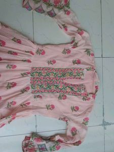 Peach Floral Anarkali Kurti