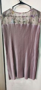 Pleated Dress with Floral Detail
