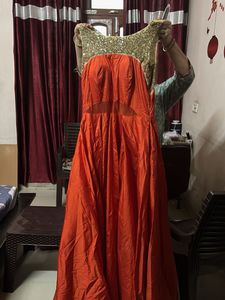 Elegant Orange Ethnic Gown