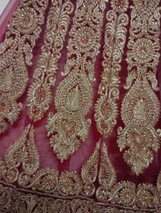 Beautiful Meroon Gown With Overcoat Dupatta And Pa