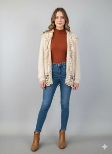 Elegant Crochet Trim Cardigan