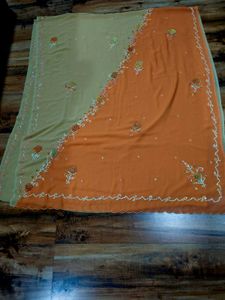 floral multi coloured handwork Saree