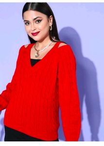 Red V-Neck Sweater