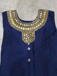 Embellished Navy Blue Kurta
