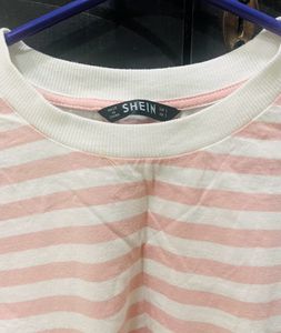 Shein Pink Striped Crop Top