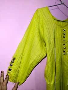 Lime Green Kurti with Silver Details