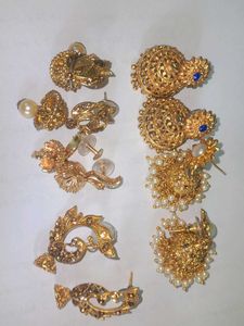 Golden Earrings Set Combo Of 6