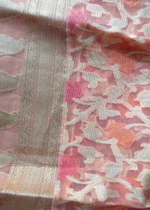 Peach Organza Brasso Saree