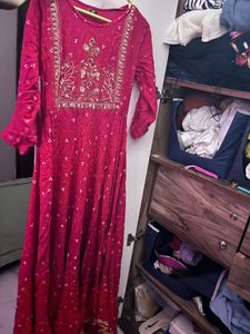 Pink Embroidered Anarkali Kurta