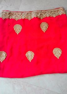 Red Saree With Blouse.One Time Wear.