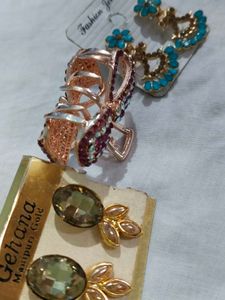 2 Gorgeous Earrings😍+1Fancy Hair Clip🩷+2necklace