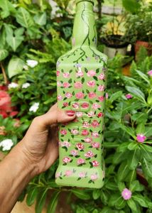Handpainted Floral Bottle Art