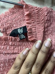 Elegant Pink High Neck Net top with undershirt