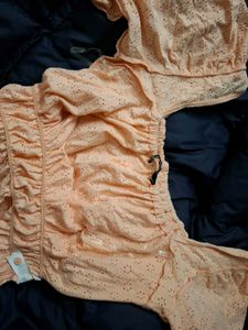 Zudio Peach Puff Sleeve Blouse Top