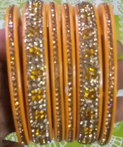 Orange & Gold Beaded Bangles