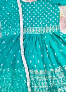 Teal Sequin Embellished Skirt