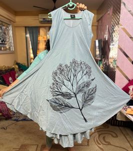 Grey Maxi Dress With Bead Embroidery&amp; FREE Legging