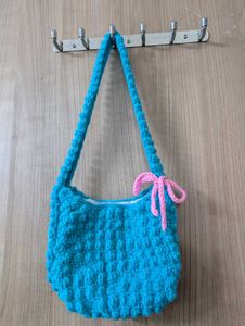Handmade Blue Crochet Bag