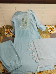 Light Blue Embroidered Kurta Set