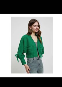 Stylish Green Cropped Cardigan