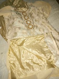 Elegant Gold Embellished Pakistani Dress