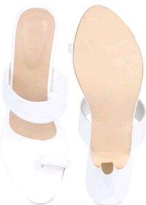 White Kolhapuri Style Heels
