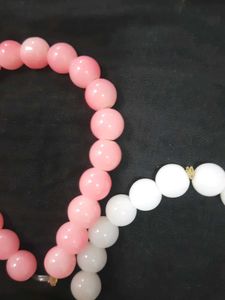 Pink And White Bead Bracelet