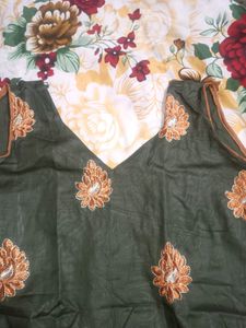 Cotton Thread work Kurta With Churidaar Pajami