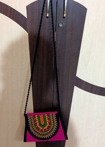 Embroidered Pink Crossbody Bag