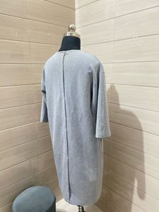 Oversized Gray V-Neck T-Shirt Dress