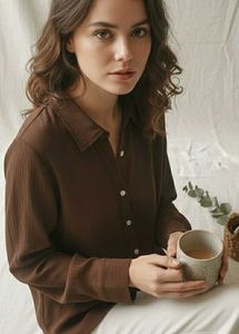 Brown Button-Down Shirt