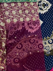 Purple Sequin Sari with Blouse
