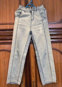 Acid Wash Greenish Straight Leg Jeans