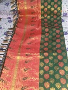 Elegant Red &amp; Green Saree