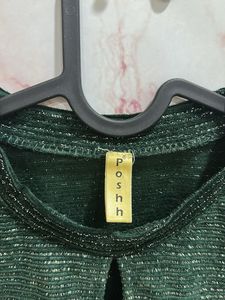 Green Shimmer Bell Sleeve Top