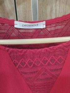 PROMOD Coral Dress with Lace Detail