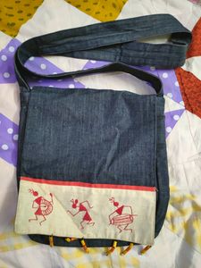 Denim Art Sling Bag