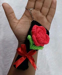 Crochet Mini Rose Bouquet Keychain 😍