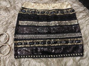 Black Vintage Ibiza Style Embellished Mini Skirt